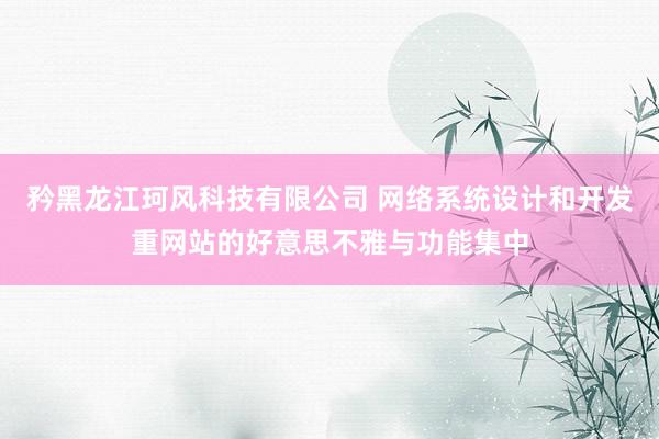 矜黑龙江珂风科技有限公司 网络系统设计和开发重网站的好意思不雅与功能集中
