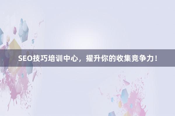 SEO技巧培训中心,擢升你的收集竞争力!